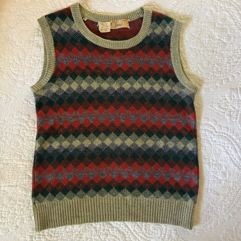 Vintage Sibley’s Italian Argyle Wool Sweater Vest - Size Large